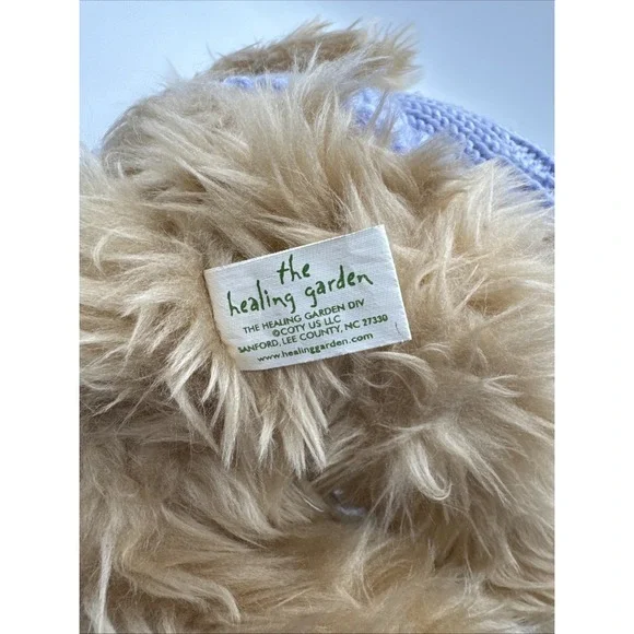 The Healing Garden Plush Teddy Bear Lavender Knit Sweater‎ 10" Fluffy Soft Toy - Picture 7 of 8